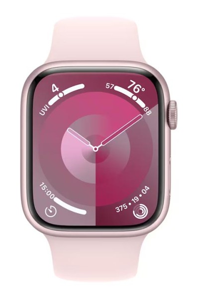 Apple-Watch-S9-Aluminium-GPS-Sportband-Light-M-L-MR9H3QF-A-45mm-mieten-Pink-1
