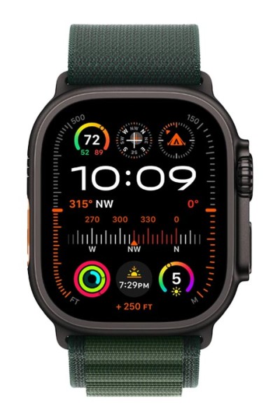 Apple Watch Ultra 2 GPS + Cellular Titan Schwarz, Dunkel Gruen Alpine Loop M, MX4R3FD-A, 49mm