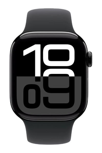 Apple Watch Series 10 GPS tief schwarz Aluminium, Schwarz Sport Band S-M ,MWWE3QF-A, 42mm